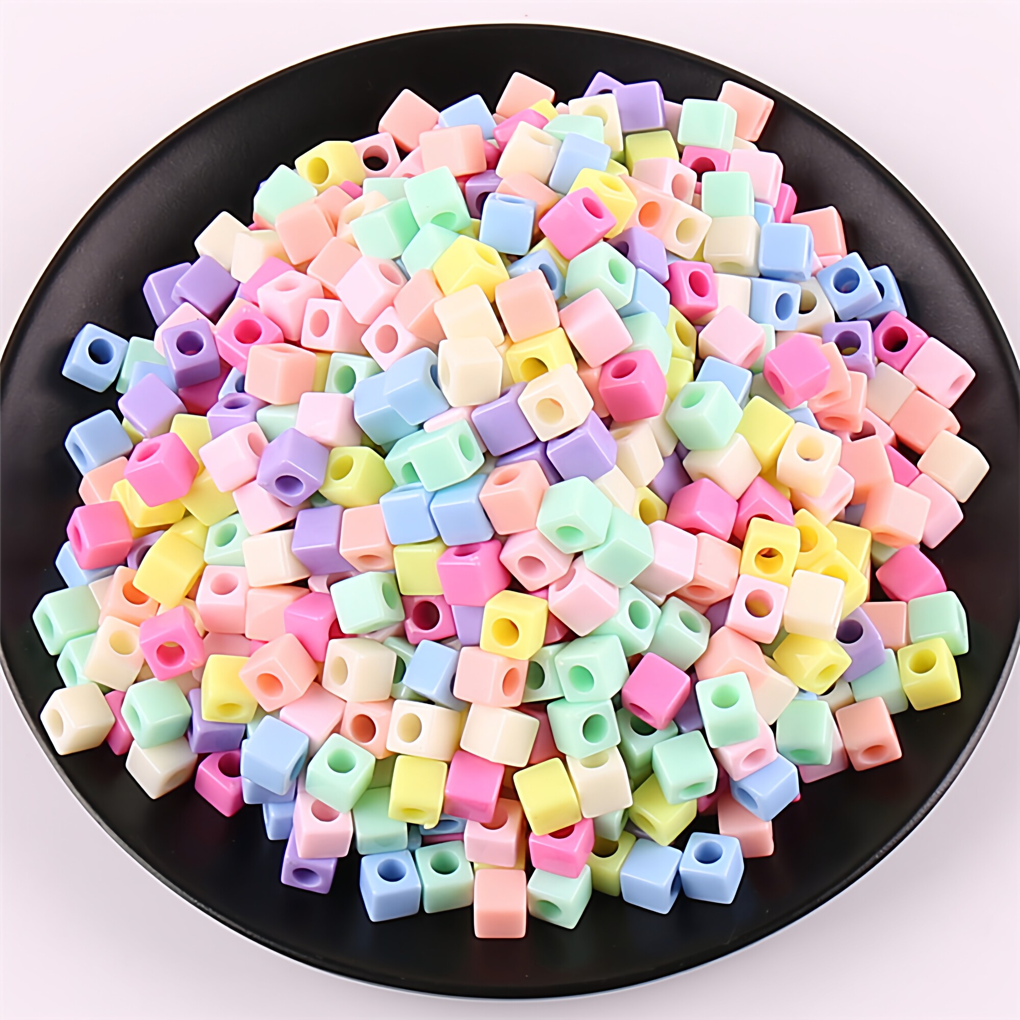 7*7mm方块大孔珠子手工编织串珠亚克力散珠diy饰品配件手机链手链