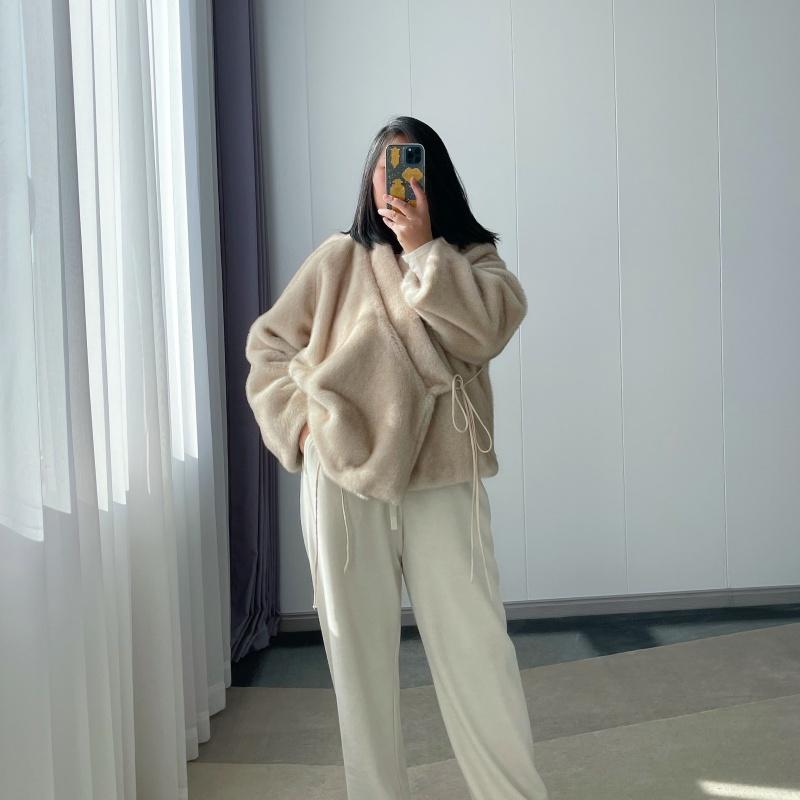 新中式皮草外套环保貂毛上衣短款