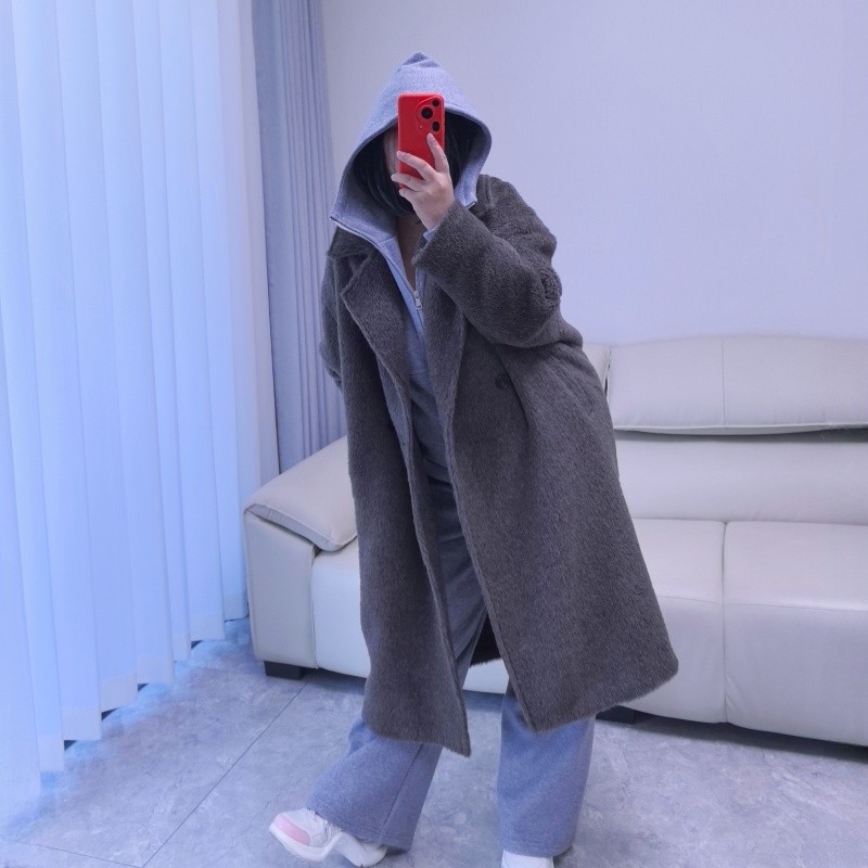 DARONG苏力羊驼绒外套大衣茧型