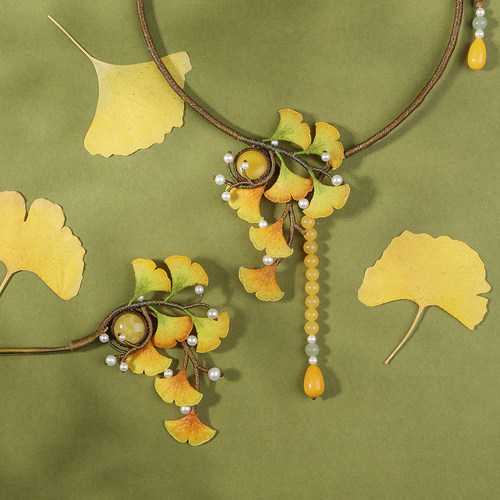 栖石原创高级编绳教程秋日有杏项链发簪耳环饰品手工编绳首饰