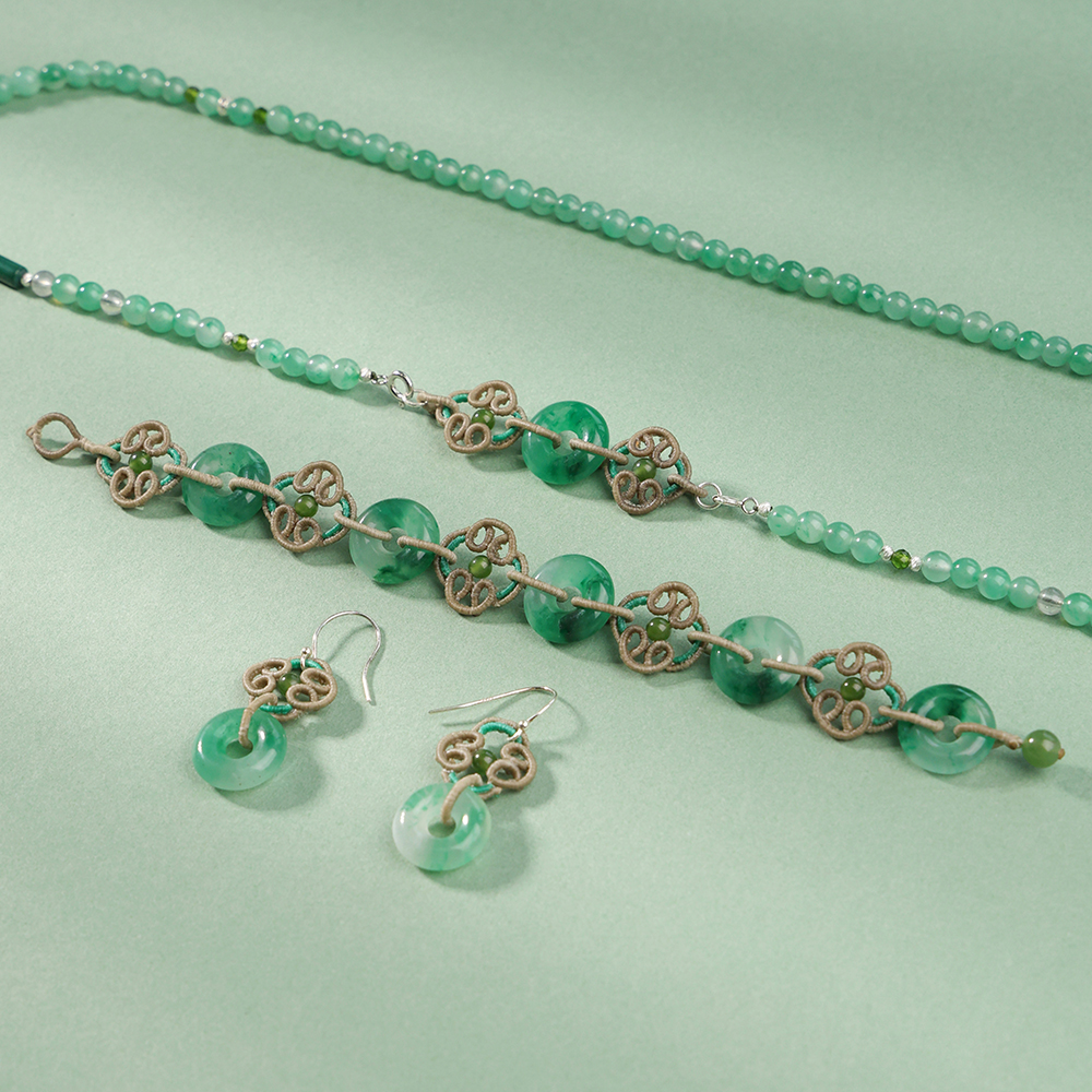 栖石原创初级编绳教程玉环青瑶项链手链耳环饰品手工编绳首饰