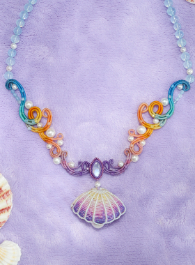 栖石原创中级编绳教程海洋霓光珠贝编绳项链饰品手工编绳首饰