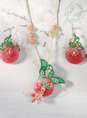 栖石原创中级编绳教程粉漪项链耳环蔷薇辉饰品手工编绳首饰