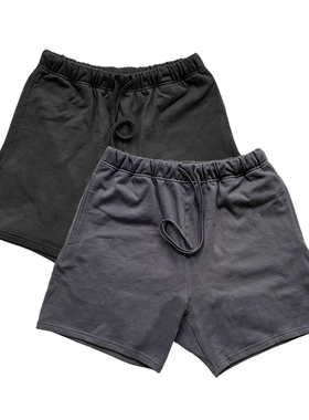 高品质Kanye侃爷Fog风格纯色素短裤做旧街头美式运动裤美潮新款