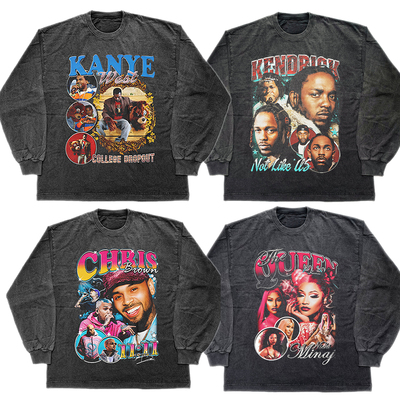 重磅纯棉嘻哈宽松长袖t恤