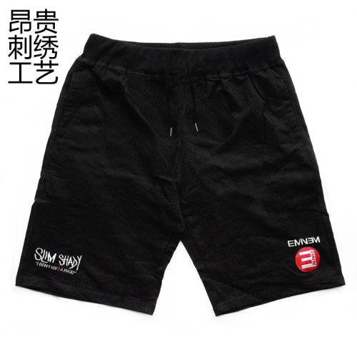 Eminem短裤嘻哈刺绣棉