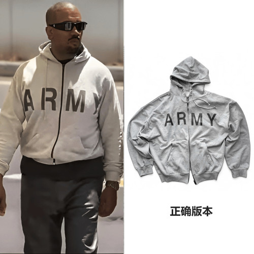 正确版本Kanye army 重磅同款卫衣连帽短宽拉链高街阔型美式