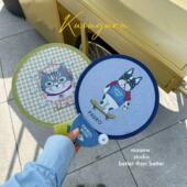 maanw 日本kusuguru小团扇折叠圆扇外出便携拍照反光板小扇子