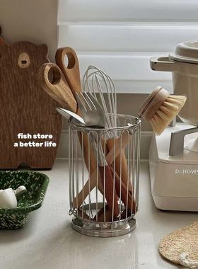 *Fish store*不锈钢厨房小工具沥水架家用餐具收纳盒镂空置物架