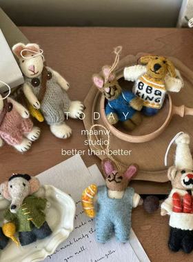 *Fish store*尼泊尔手工制作羊毛毡挂件动物玩偶小布挂饰包包挂件