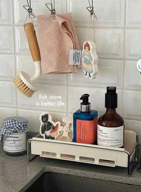 *Fish store*304不锈钢厨房洗碗池台面海绵收纳架可挂抹布置物架