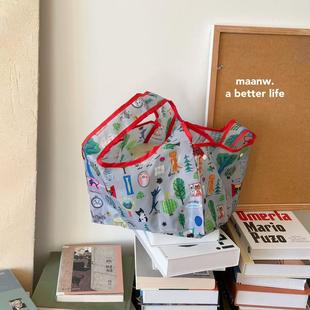 治愈系插画风可折叠大容量手提便当包饭盒袋收纳袋 store Fish