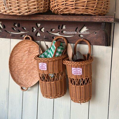 仿藤手工编织收纳筒刀叉筷子笼