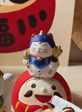 *Fish store*迷你小猫签文日式陶瓷猫咪摆件可爱装饰摆件礼物