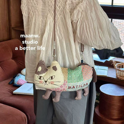 拼布猫咪包立体单肩包斜挎包