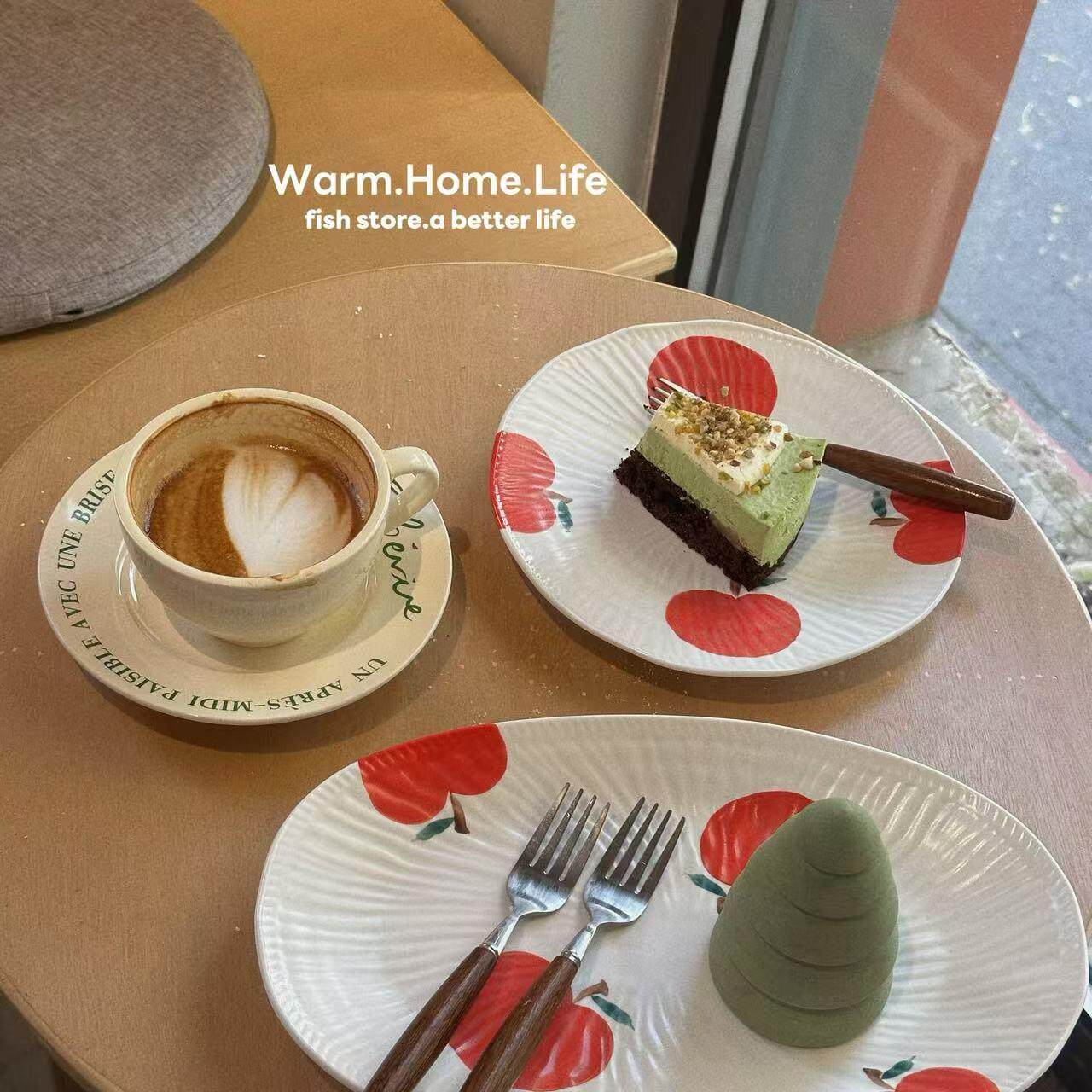 maanw 新款上市卡通圣诞款陶瓷盘子餐盘早餐下午茶甜品盘手绘平盘