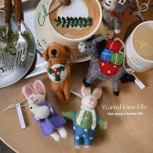 尼泊尔手工戳戳羊毛毡挂件动物玩偶小布挂饰玩具手偶 store Fish