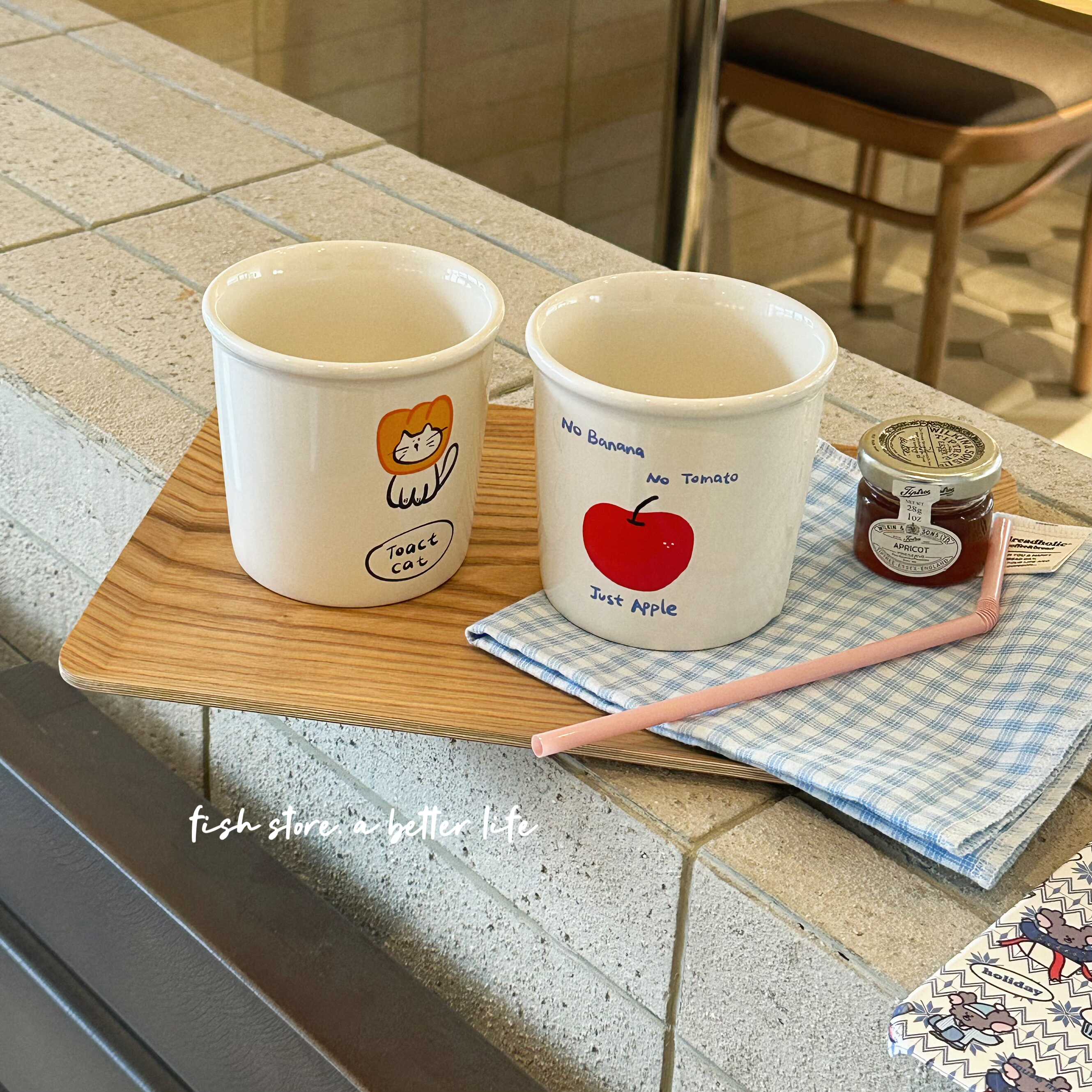 翻口小众自制红苹果水杯陶瓷简约