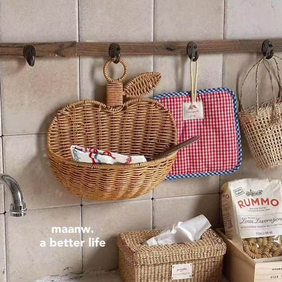 仿藤编织姜蒜收纳篮生姜厨房