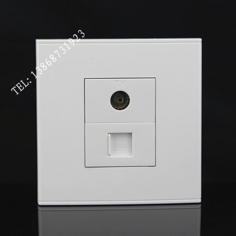 免打四芯电话+TV电视插座面板 86型二位电话电视面板 多媒体插座