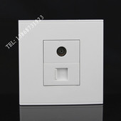 多媒体插座 86型二位电话电视面板 免打四芯电话 TV电视插座面板