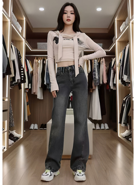 牛仔喇叭裤 男女伪娘同款 高腰微喇显瘦 复古休闲百搭长裤