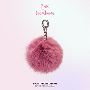 狐毛球钥匙扣挂件高端包包挂饰女毛绒挂绳配件 pinkboom手机链时尚
