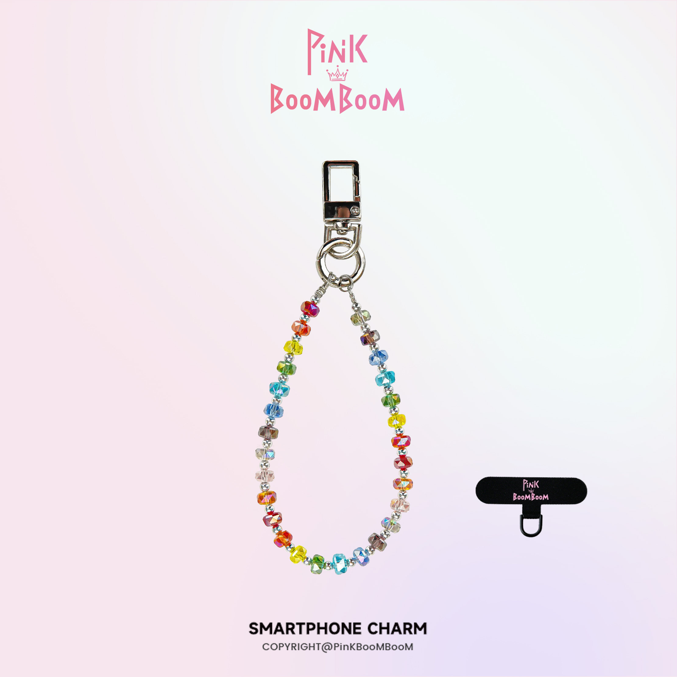 PinKBooM彩虹串珠手机链防丢防摔手腕带钥匙扣手机挂绳时尚手提链