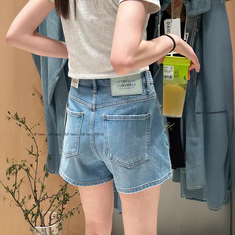 daiclaire代嘉儿50116牛仔裤女夏季薄款宽松蓝色弹力A字阔腿短裤