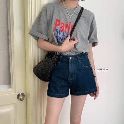 代嘉儿1830蓝色阔腿A字短裤