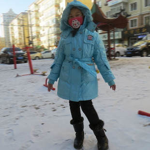 吻童羽绒服可拆内胆加厚女童中长款 东北滑雪服纯绒御寒白鸭绒保暖