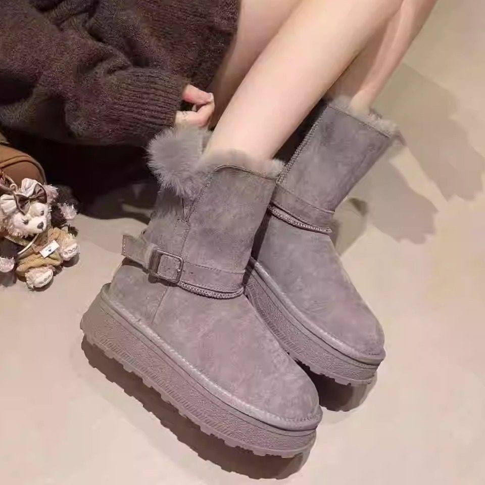 2025冬季新款厚底短靴女加绒加厚雪地靴棉靴防滑短筒靴子她致3259,女鞋,时尚雪地靴,淘宝优惠券,粉丝福利购,淘宝优惠卷