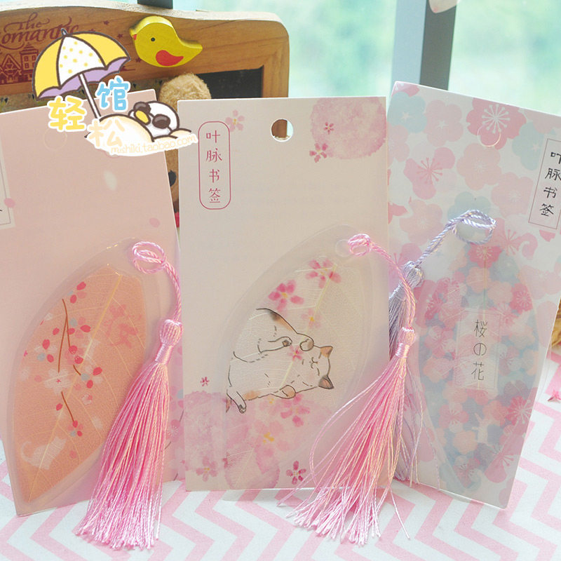 可爱萌猫咪猫猫樱花创意古风叶子叶脉天然小清新学生简约流苏书签在类目 电子词典/电纸书/文化用品, 纸张本册, 书签中 - 来自Buy2taobao.com提供专业的淘宝代购服务