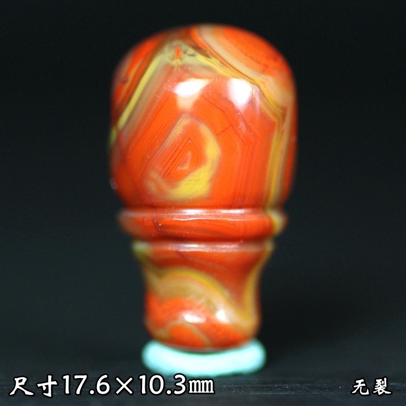 天然北票战国红玛瑙艳红黄老料满缠丝一体三通佛塔佛头佛念珠配饰