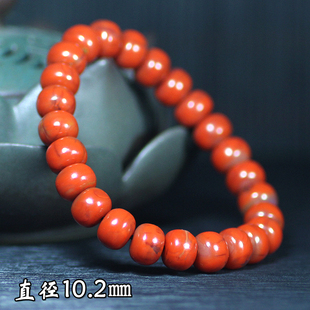 天然北票战国红玛瑙艳红血红缠丝老料同料老型珠鼓珠手链手串手钏