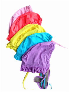 女童可爱花边荷叶边娃娃款护耳多色系带泳帽