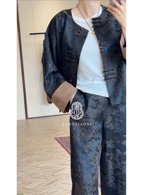 唐小泥  “正宗老钱” 真丝羊毛 重磅香云纱套装 NG250709-1-2