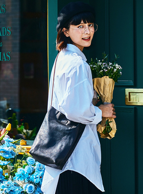 arts&science斜挎包文艺休闲百搭轻便厚实牛皮包复古水桶包女单肩