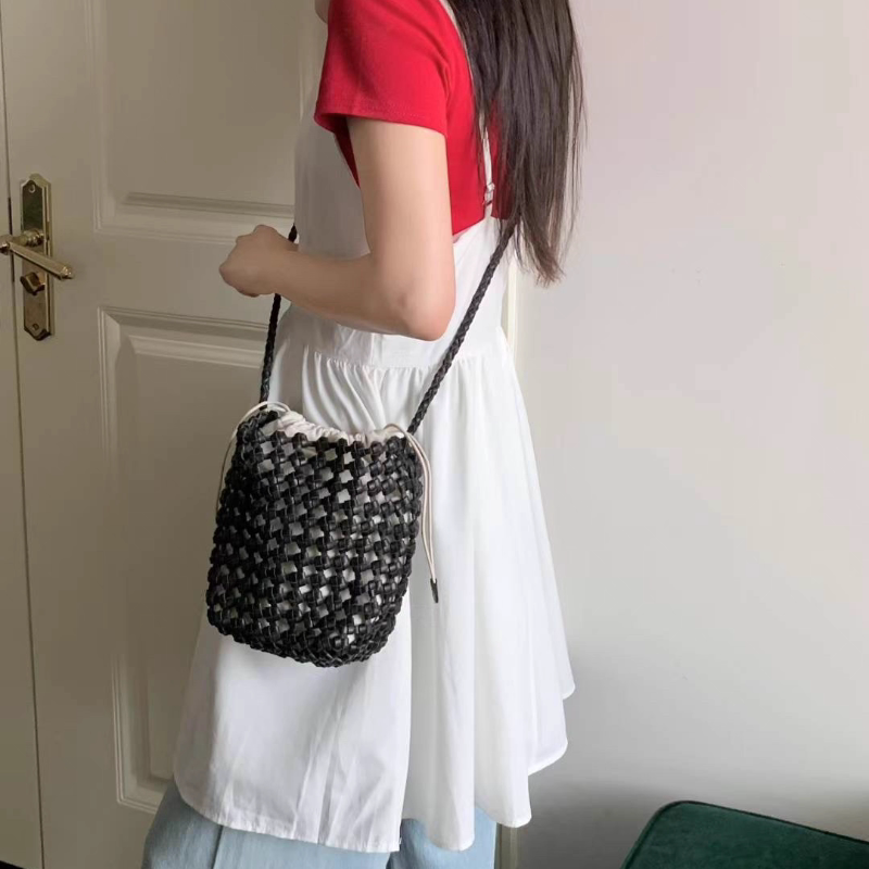 藤也家ins风编织包女真皮镂空单肩手提头层牛皮手工定制斜挎小包