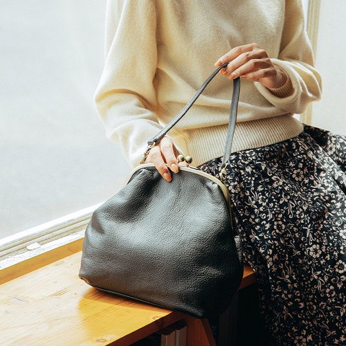 复古口金包单肩包锁扣真皮简约