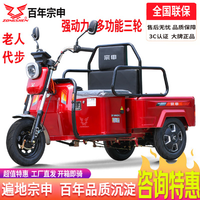 宗申电动三轮车成人60V电瓶车电动车老人父母接送小孩休闲车福达
