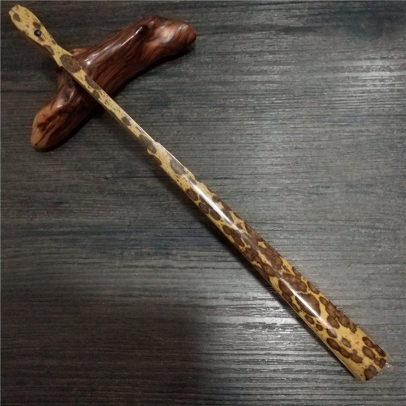 文玩扇子8寸天然斑竹老梅鹿花瓶头扇骨宣纸折扇蜡底满花