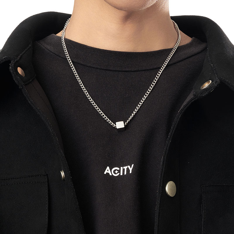 ACITY喜城简约小方块项链不掉色