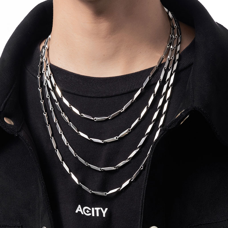 ACITY喜城简约瓜子链项链男菱形锁骨链女嘻哈小众素链ins百搭配饰