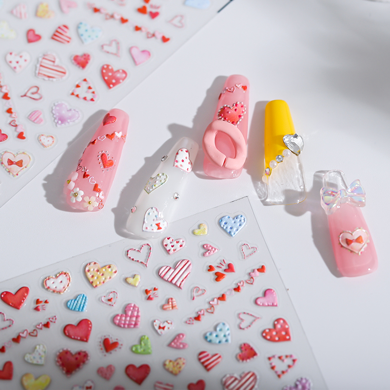 茉季中国美甲贴纸立体浮雕效果