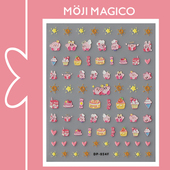 茉季 手帐立体美甲贴纸防水指甲贴装 饰贴花饰品粉红卡通恶魔DP054