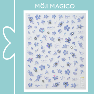 182 饰饰品TL180 茉季 点钻玻璃碎粉蓝小花美甲贴纸防水指甲贴装