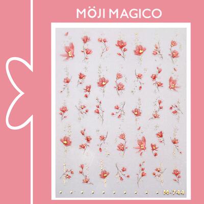 茉季粉色小花美甲贴纸防水指甲贴装饰贴花饰品M744