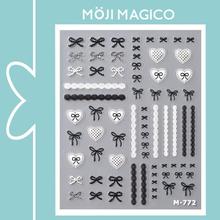 茉季果冻胶爱心蕾丝蝴蝶结美甲贴纸防水指甲贴装饰贴花饰品M772