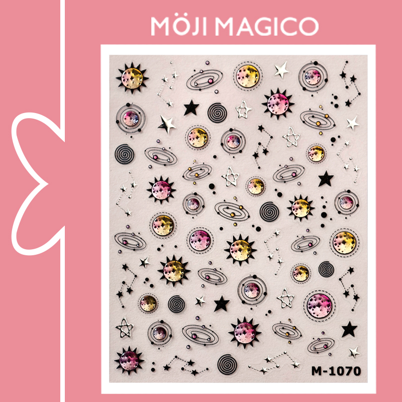 茉季闪耀星球果冻胶美甲贴纸防水指甲贴装饰贴花饰品M1070